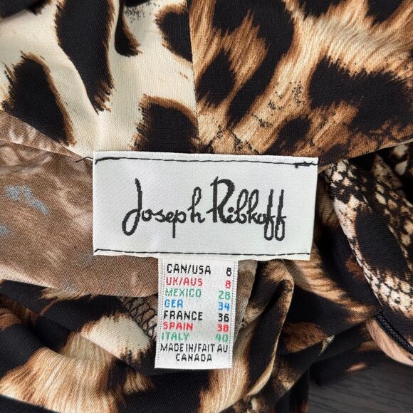 Joseph Ribkoff Top Womens 6 Leopard Snake Zipper Asymmetric Blouse Art to Wear - Picture 3 of 11